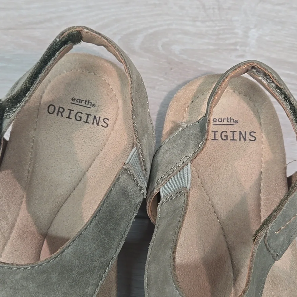Earth Origins Women's Birdine Green Leather Sandals Shoes Sz 8M